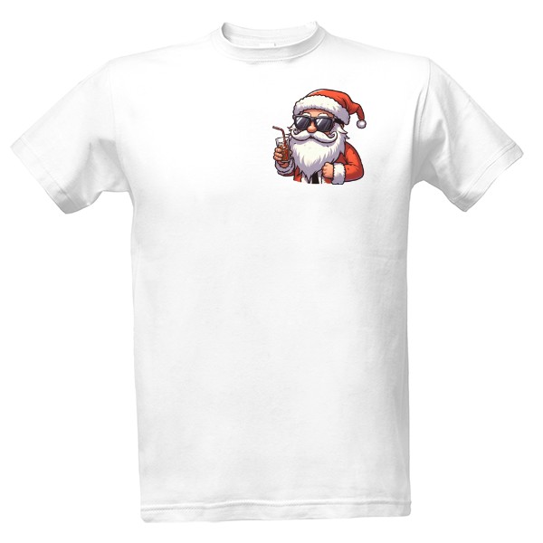 Tričko s potiskem Santa Claus s drinkem